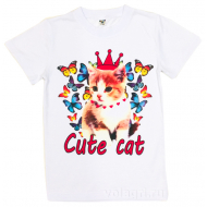 120-003-5 "CAT", Футболка для девочки, 8-12 лет, белый 120-003-5 "CAT", Футболка для девочки, 8-12 лет, белый